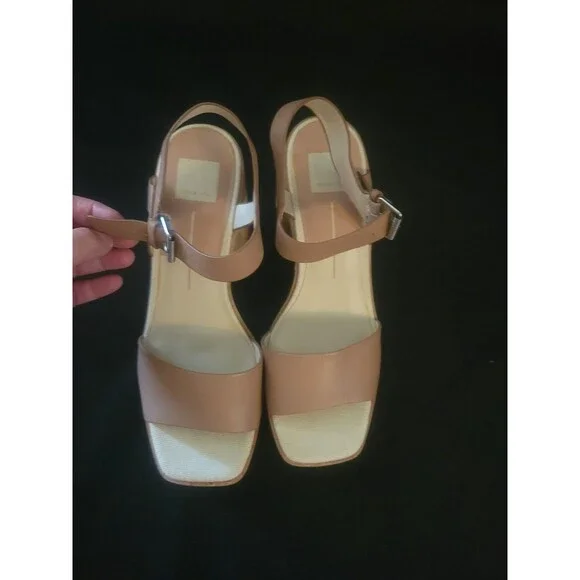 Dolce Vita Elly Platform tan leather ankle strap block heal size 10 Boho Anthro - Picture 3 of 10